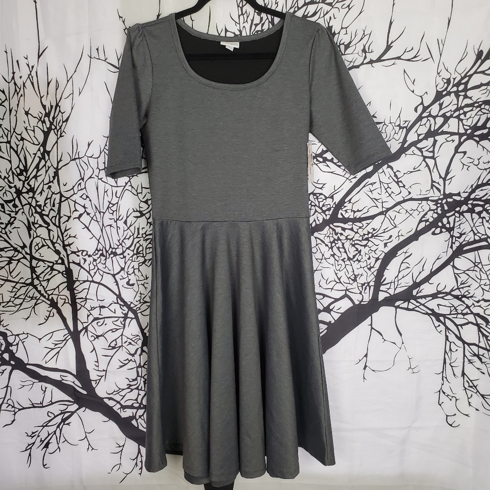 LuLaRoe Nicole Minimalist Grey Dress Thick Fabric